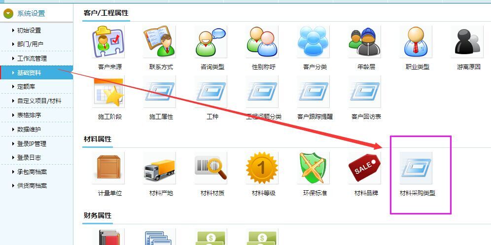 裝飾材料采購類型維護